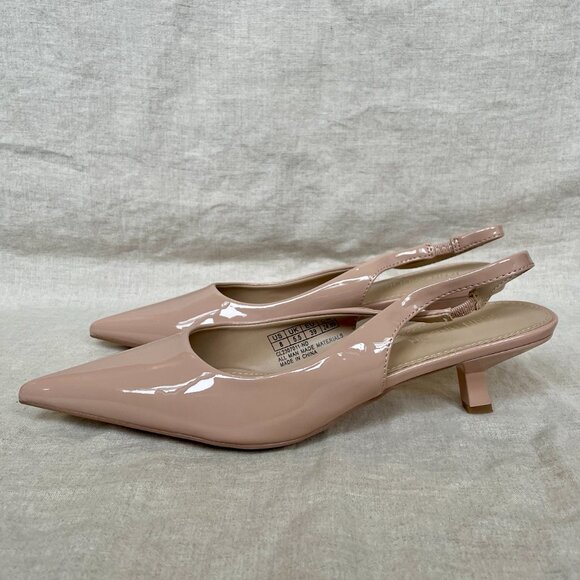 SOLD - Slingback Kitten Heels with Pointed Toe | Nude | Size 8 - Picture 3 of 8